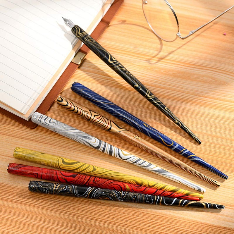 SIPLIV Professional Manga Gothic Pen Dip Pen Calligraphy Drawing Pen Kit, 7 Pen Holders Handles, 12 Nibs (7 Fountain Pen Nib, 5 Flat Nib) - 7 Pcs C - Image 2